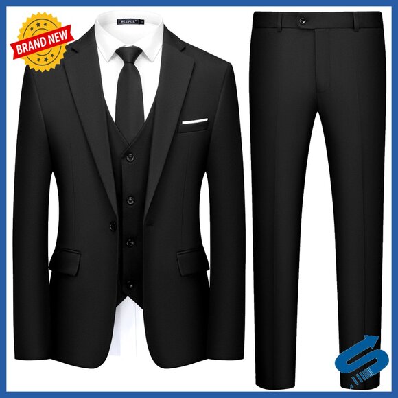 Slim Fit 3 Piece Suit Set One Button Blazer Jacket Pants Tuxedo